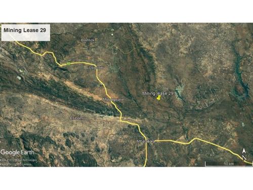 Location of Tinker Mining Lease No 29, 60 km ESE of Bulawayo Location of Tinker Mining Lease No 29, 60 km ESE of Bulawayo